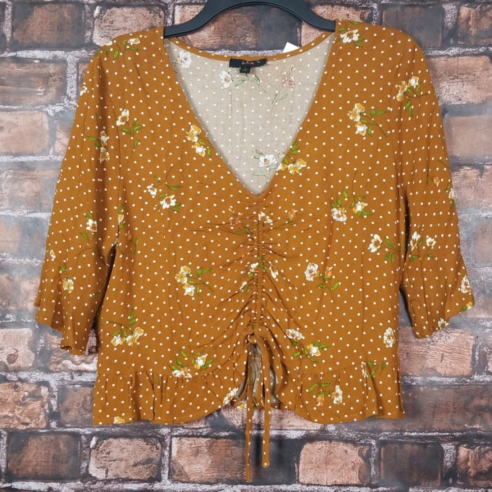 E & M| Floral Polka Dot Crop Top